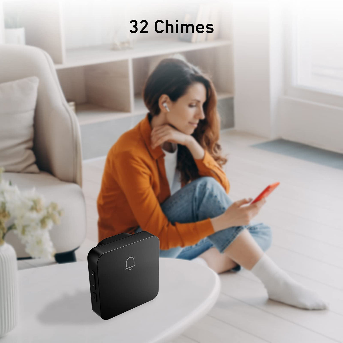 SECRUI doorbell volume-control image displays adjustable levels for different rooms.