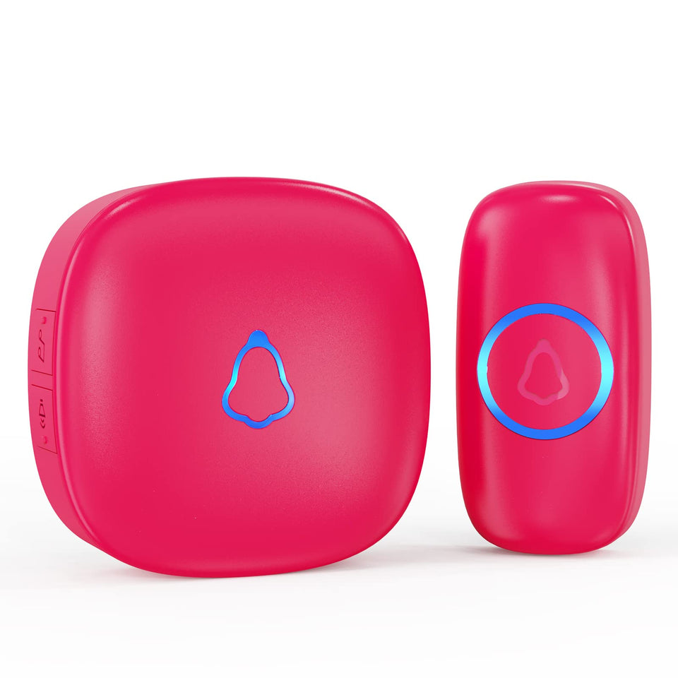 SECRUI wireless doorbell Rose Red front view, quick plug-in installation