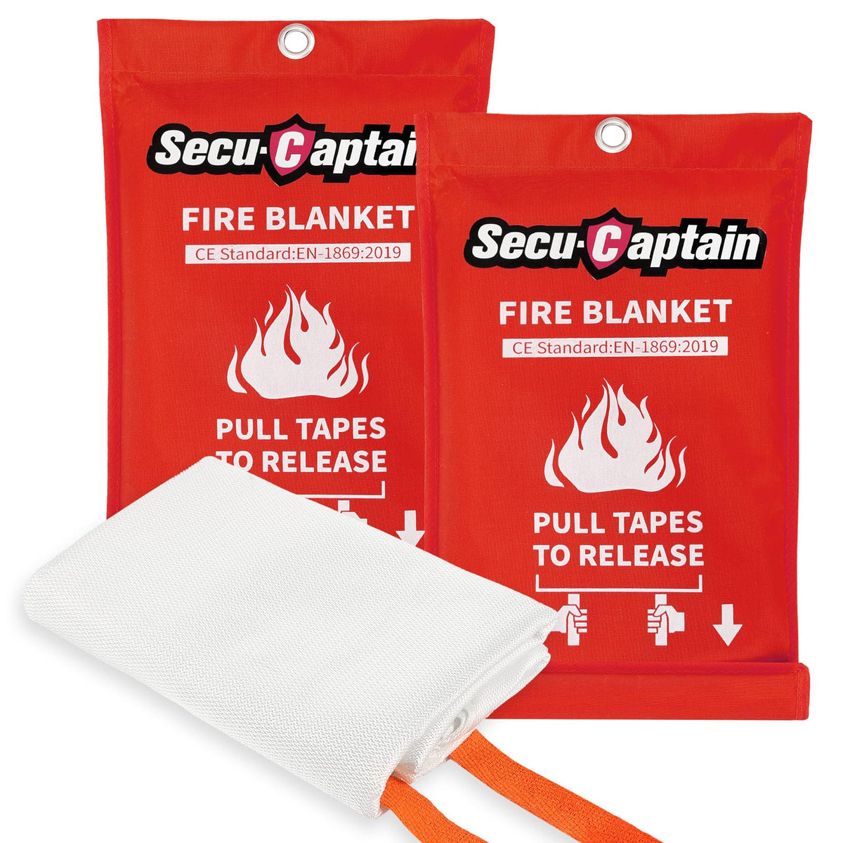 SecuCaptain emergency fire blanket 40x40 in for kitchen safety and grease fire control.