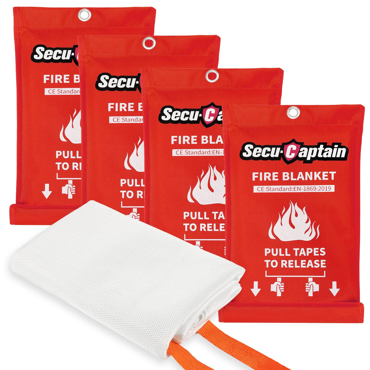 SecuCaptain fire blanket folded for easy storage and quick access.