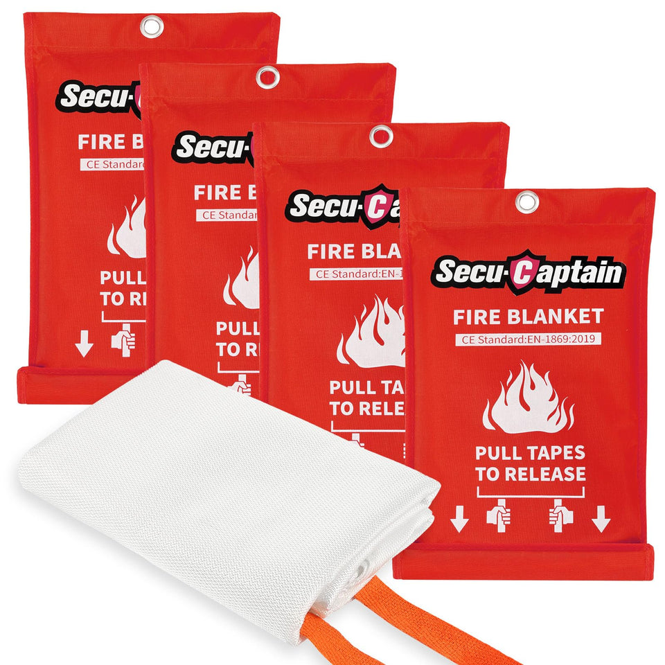 SecuCaptain fire blanket folded for easy storage and quick access.