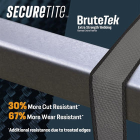 Secure Tite BruteTek webbing with high abrasion resistance for durable ties.