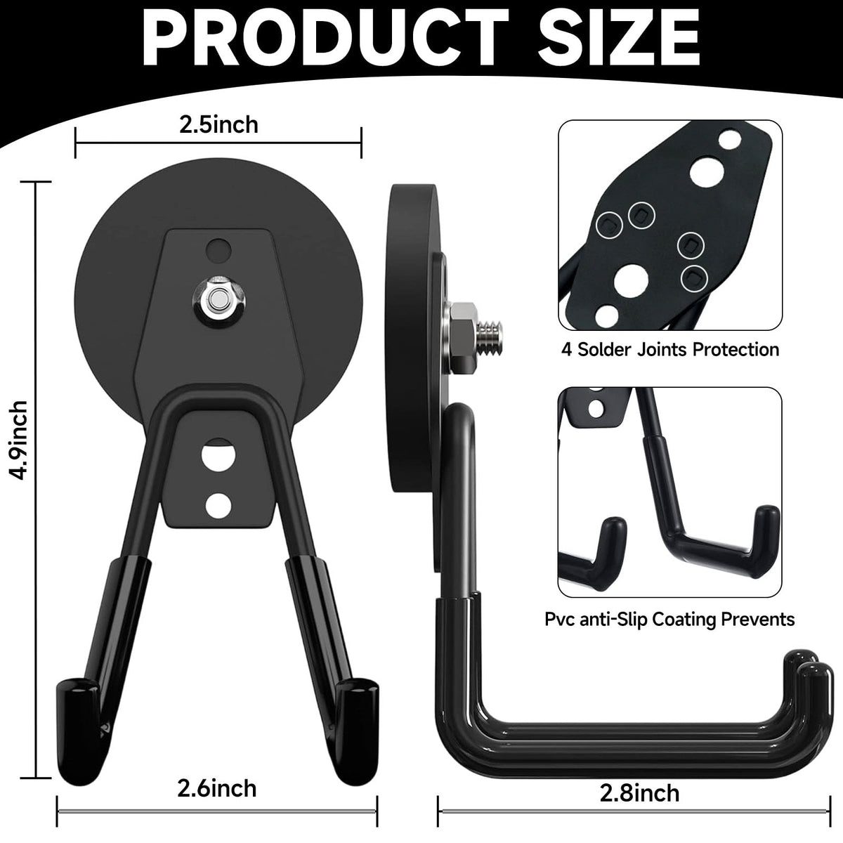 SecureElastic magnetic hooks with anti-slip coating protect surfaces while securing tools on metal cabinets.