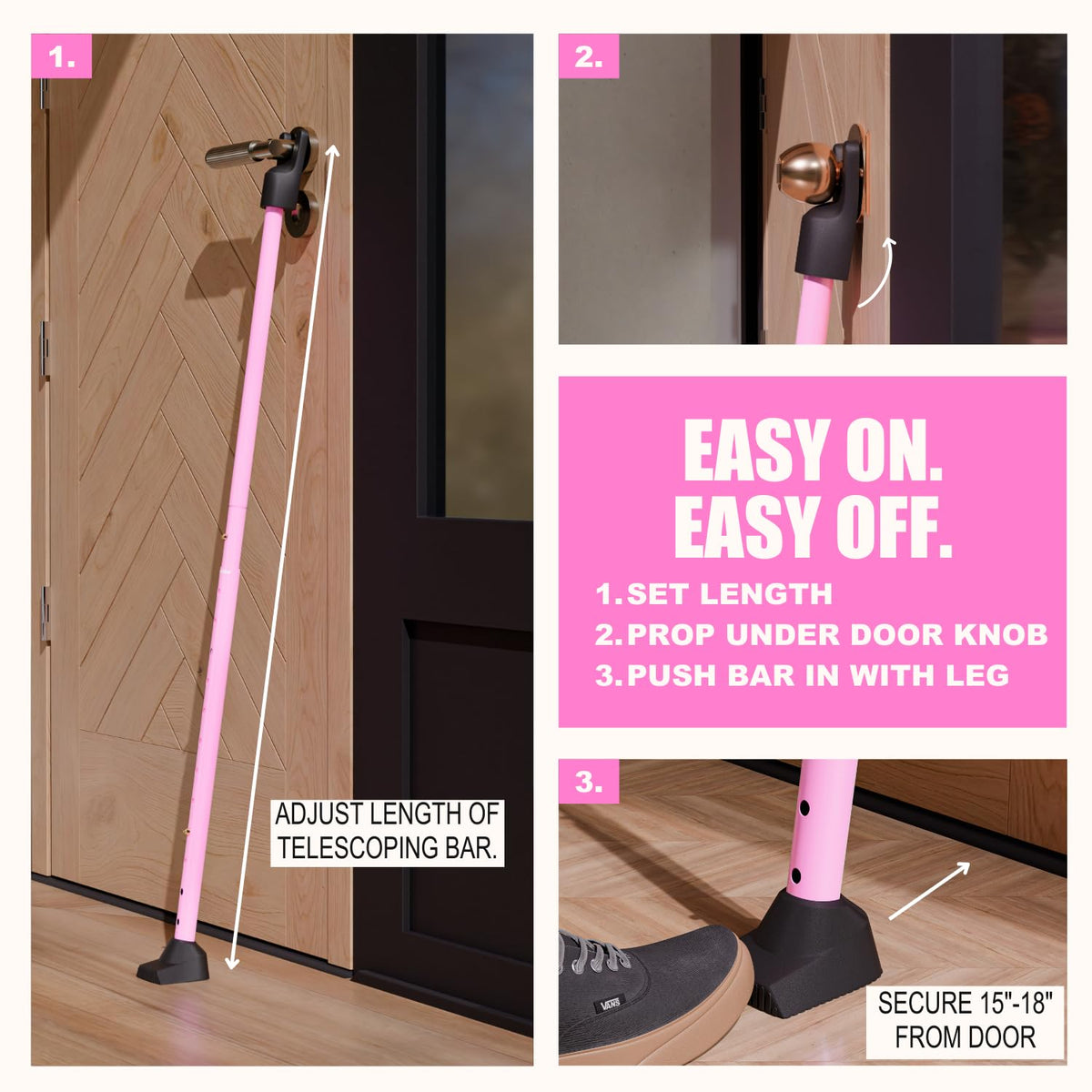 SECURITYMAN adjustable length from 18.25 to 46.50 inches for various door sizes.