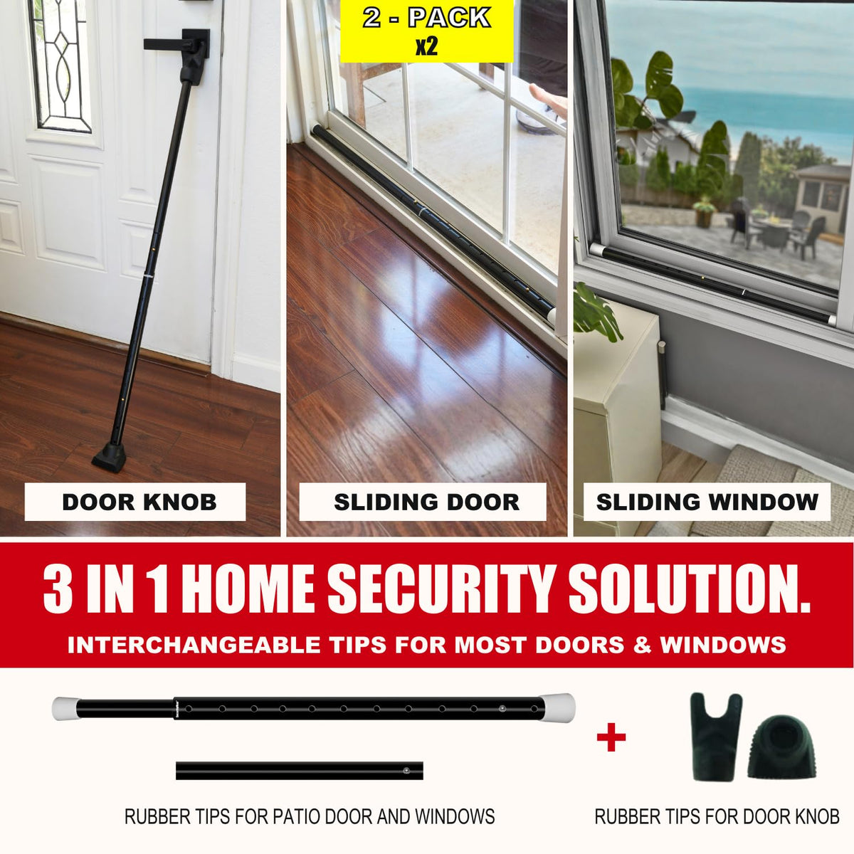 SecurityMan door bar hinged cap installed on a hinged door for added security.