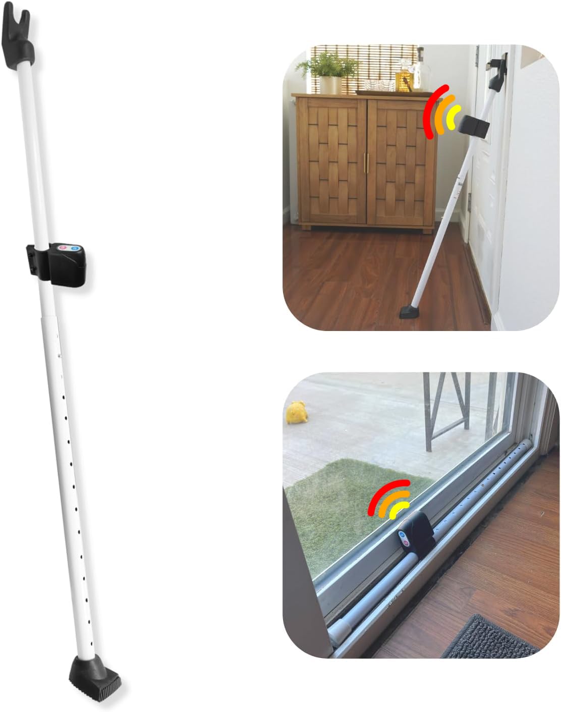 SecurityMan door security bar with alarm, front view ready to deter intruders.