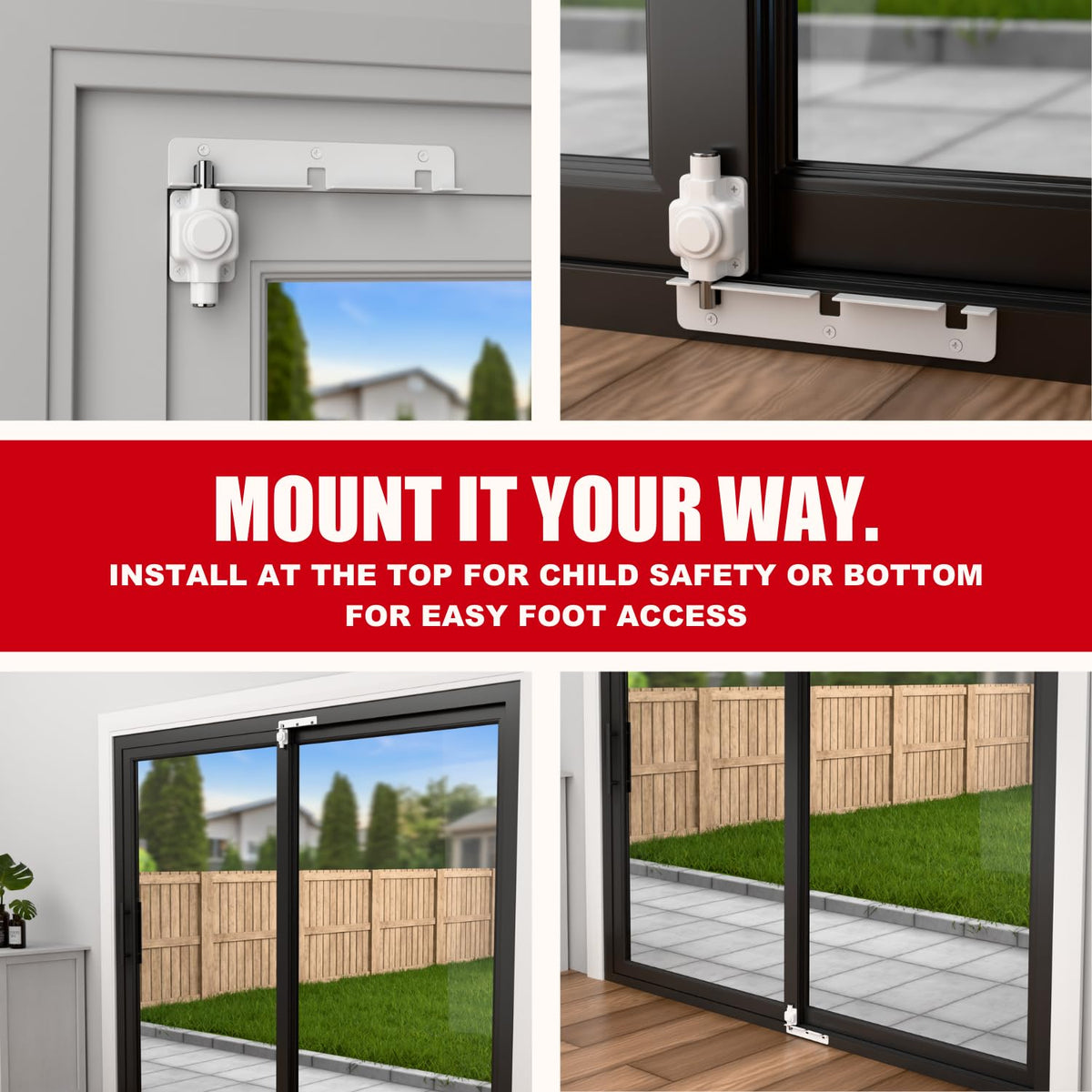 Securityman Sliding Door Lock heavy-duty metal plate on glass door for longevity