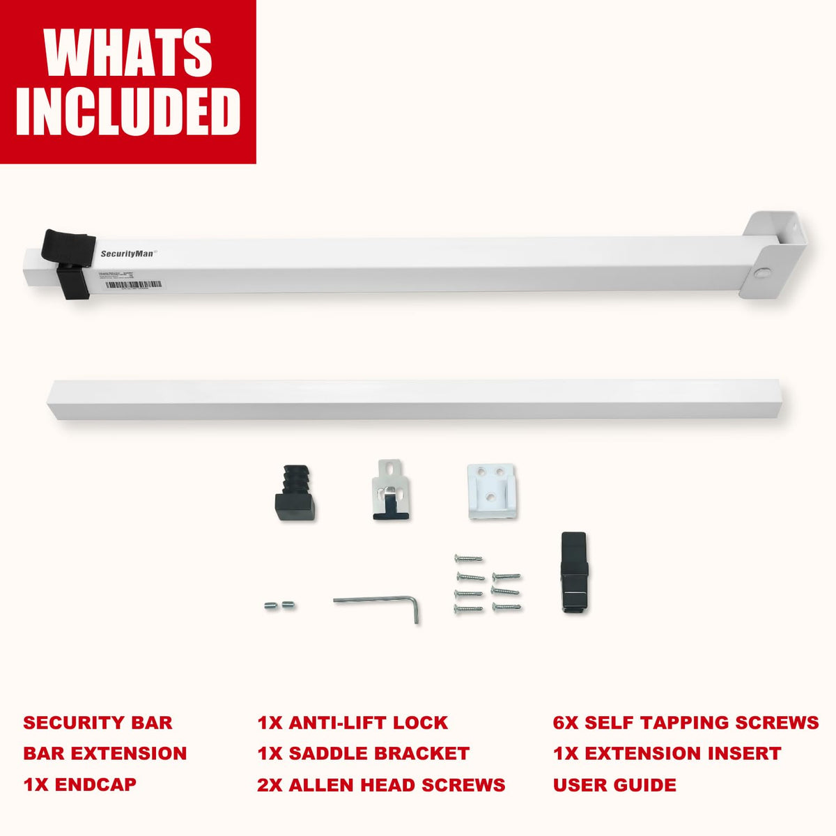SECURITYMAN white finish blends with doors while maintaining strong security.