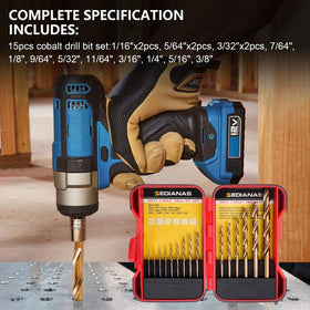 SEDIANAS cobalt drill bit with straight shank mounted for stable drilling paths.