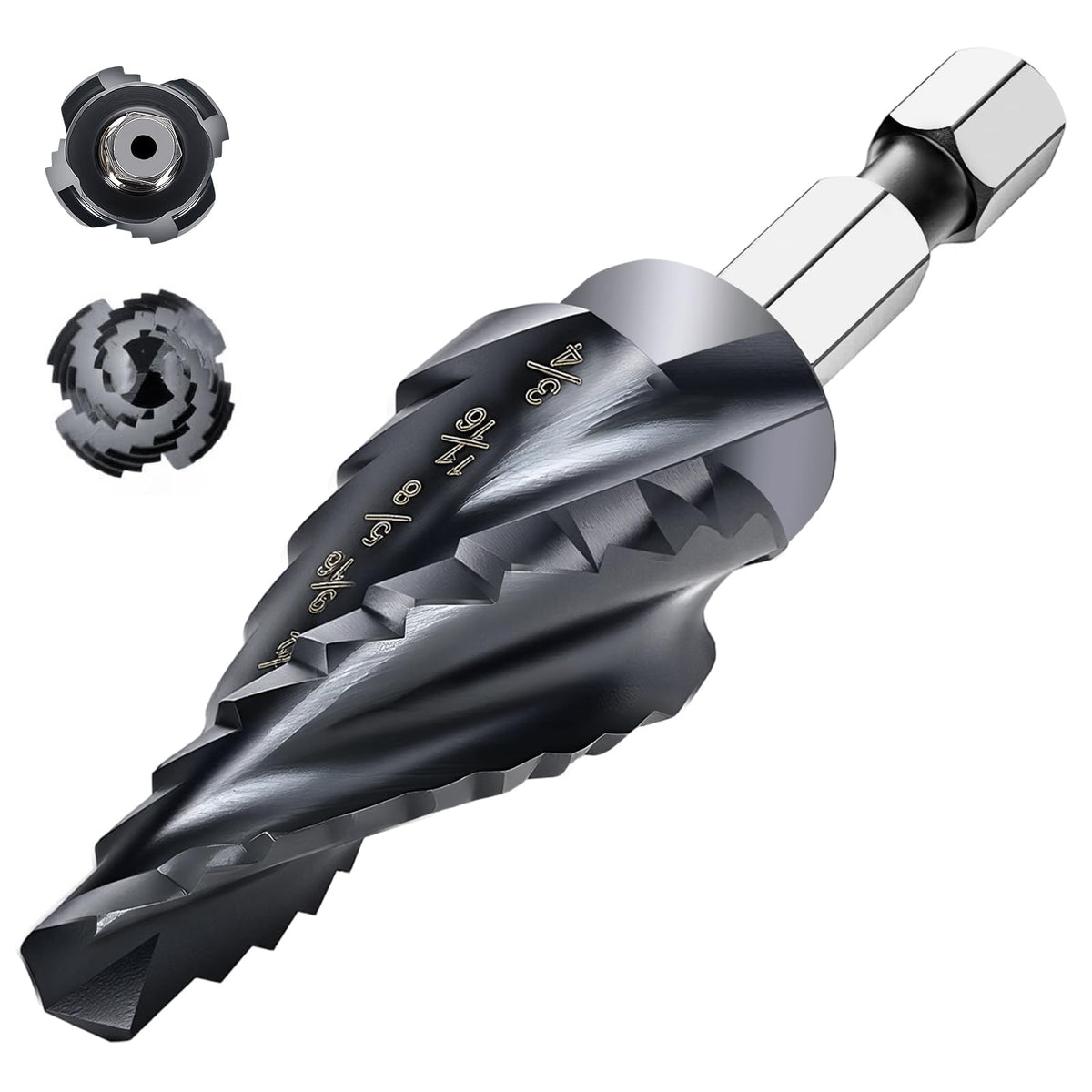 SEDIANAS cobalt M35 step drill bit covers 1/4 to 3/4 in sizes for metal and plastic.