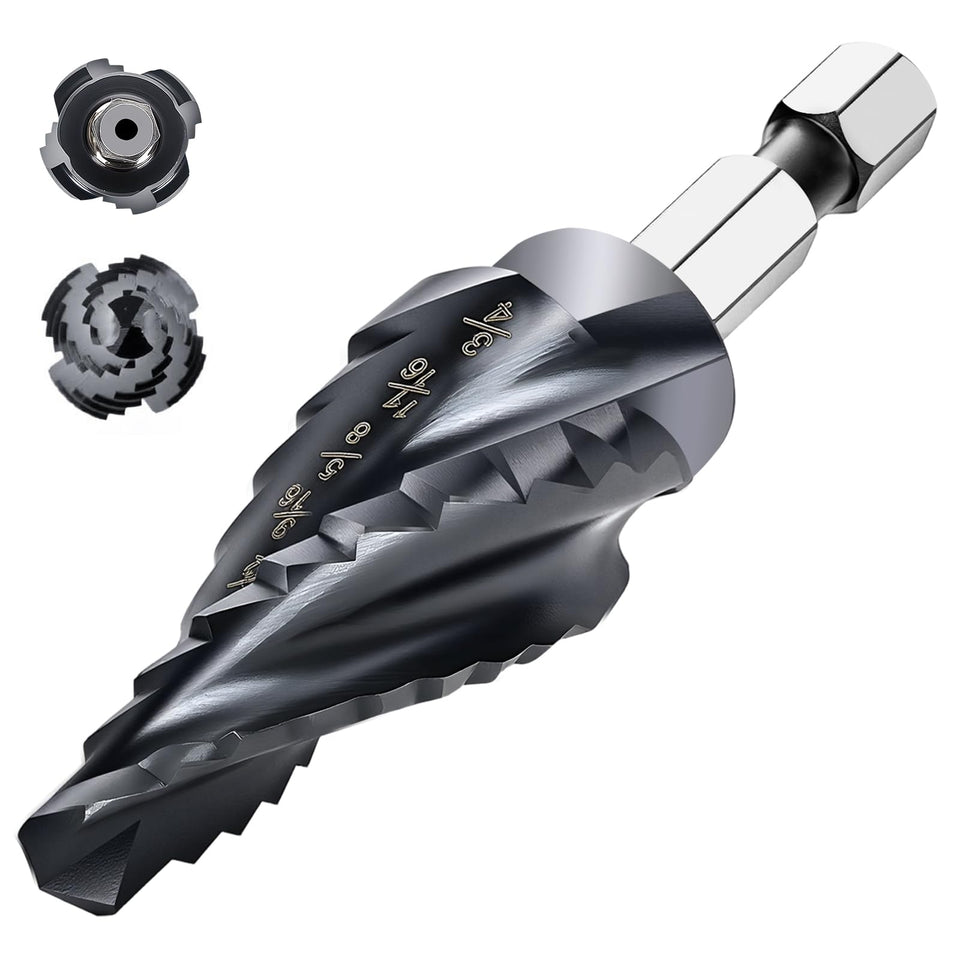 SEDIANAS cobalt M35 step drill bit covers 1/4 to 3/4 in sizes for metal and plastic.