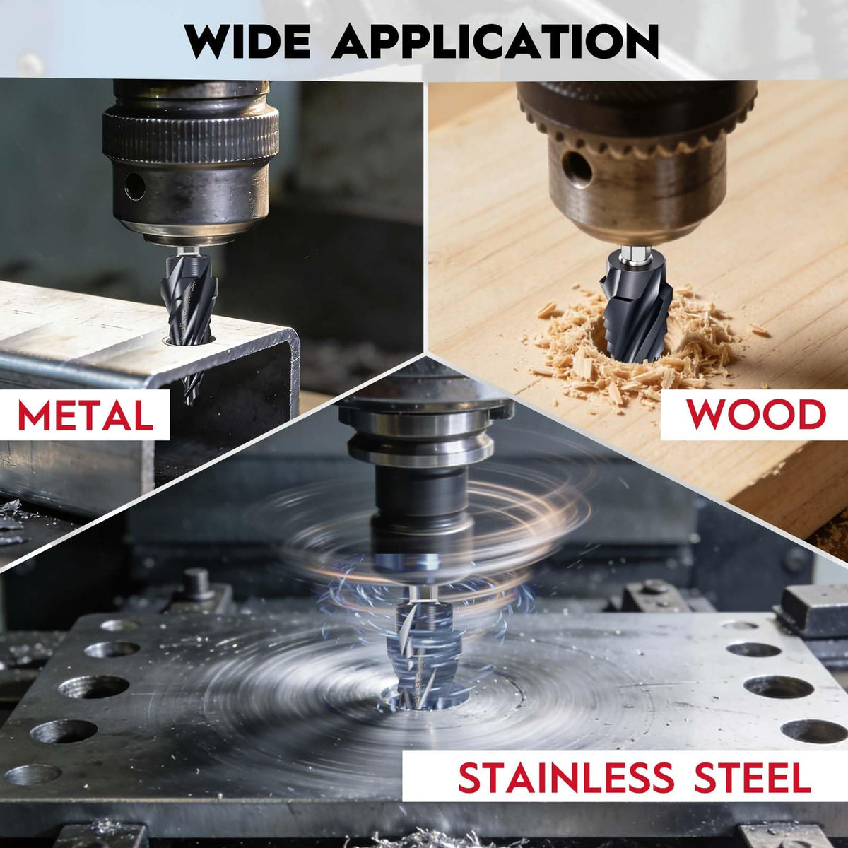 SEDIANAS cobalt M35 step drill bit works on stainless steel and various metals.