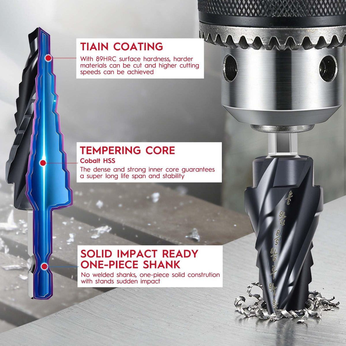 SEDIANAS bit features TiAlN coating that enhances durability during repeated drilling.