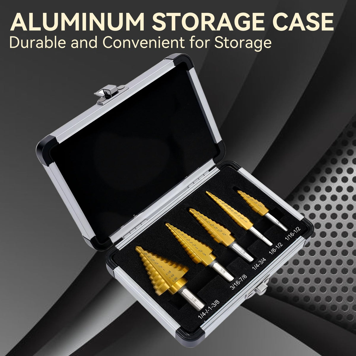 Drills 50 sizes from 1/16 to 1-3/8 inches for versatile projects.
