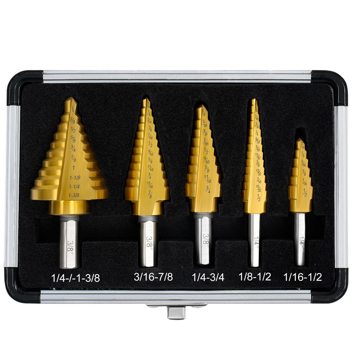 Sedianas Step Drill Set with titanium coating for long-lasting metal drilling.