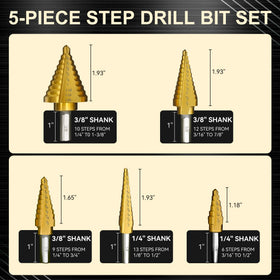 Sedianas step bit featuring tri-flatted shank for secure grip under high torque.