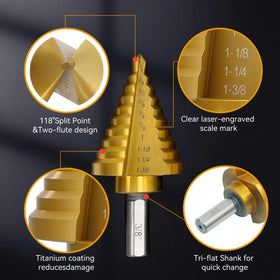 Sedianas drill bit with two straight flutes for fast chip removal and clean holes.