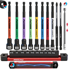SEDY 11-piece magnetic extra-long nut driver set showing 6-inch reach for recessed fasteners