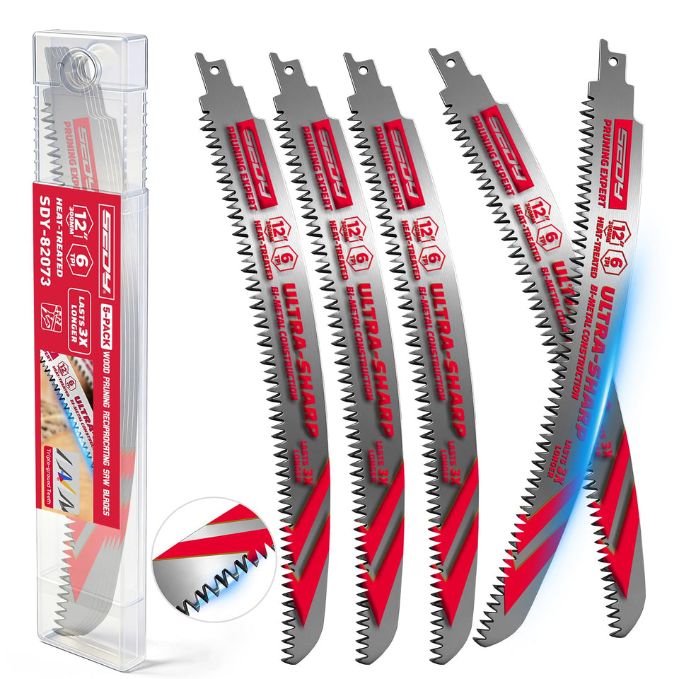 SEDY 12-inch Japanese teeth reciprocating saw blades for fast pruning and wood cutting