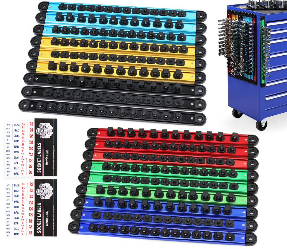 SEDY 18-piece magnetic socket holder set keeps sockets secure and organized.