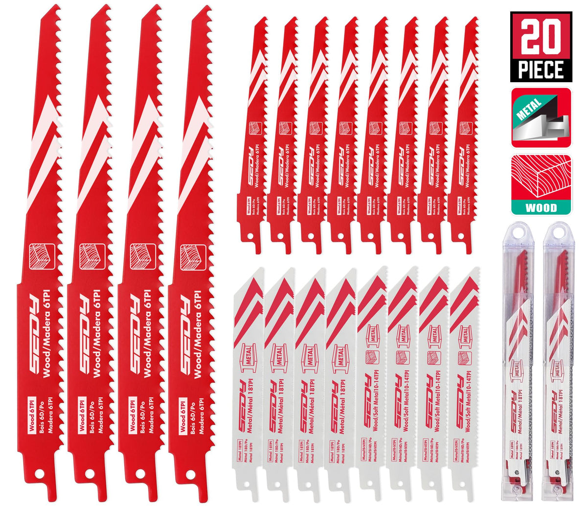 SEDY 20-piece metal blade 6-inch 18TPI for clean, fast metal cuts.