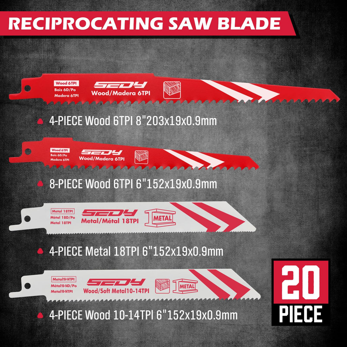 SEDY wood blade 6-inch 6TPI delivers smooth, precise wood cuts.
