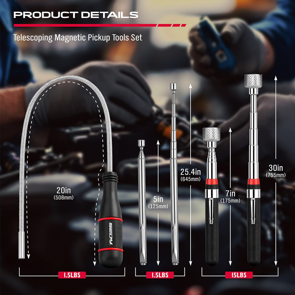 SEDY 25-inch pen-style magnetic pickup tool ideal for tight spots