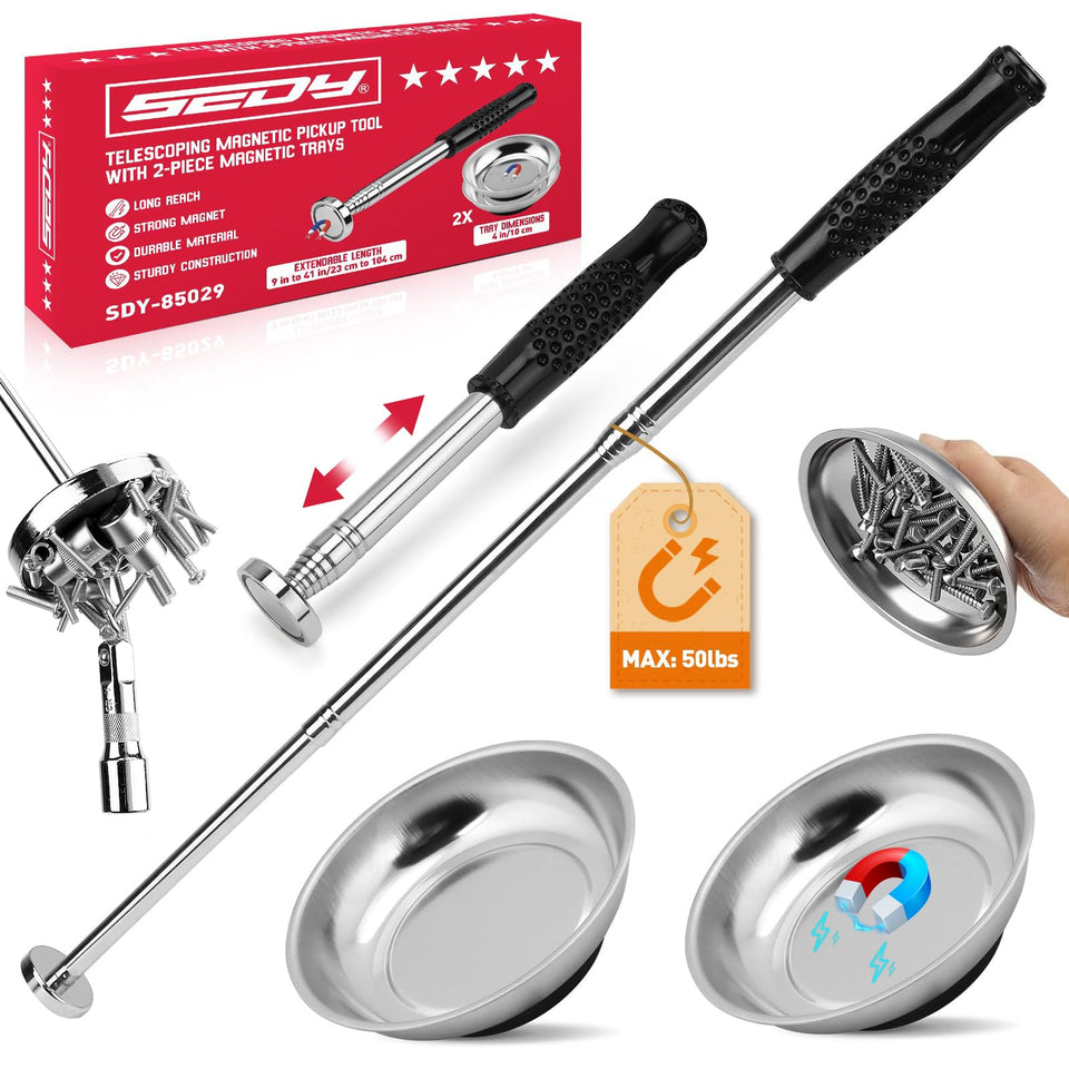 SEDY 3-pack telescoping magnetic pickup tool extended to 41 inches for reaching metal debris