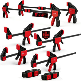 SEDY 4-piece 12-inch bar clamps provide secure, even pressure for precise glue-ups.