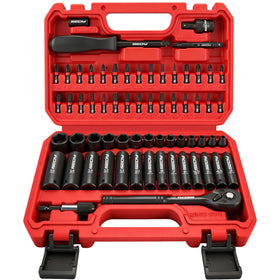 Sedy 64-piece quarter-inch drive impact socket set shown as a full kit.