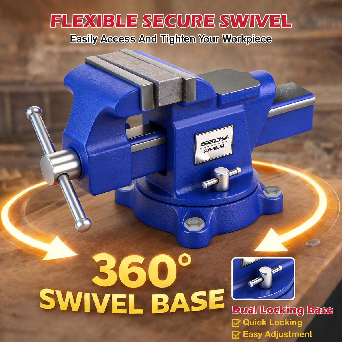 SEDY 6-inch vise with built in anvil work surface for shaping tasks