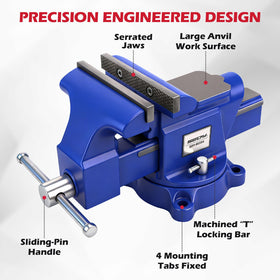 SEDY 6-inch bench vise delivering strong 4500 lb clamping force