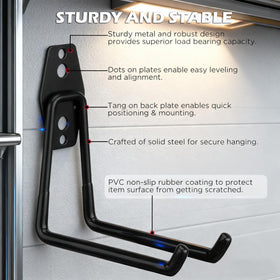 SEDY anti-slip coating on hooks protects surfaces while keeping ladders and garden tools secure.