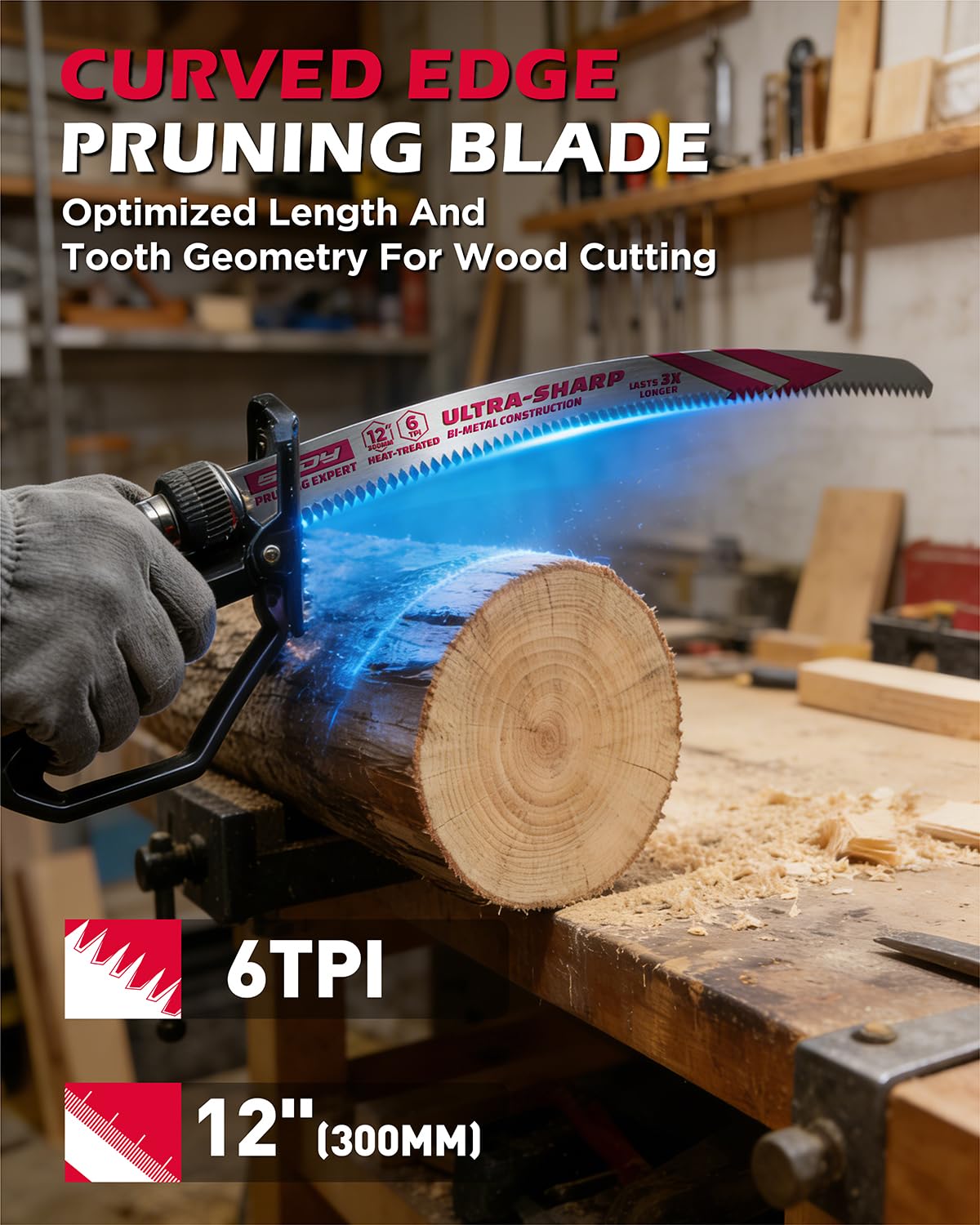 SEDY arc edge blade design for smoother cuts and reduced binding