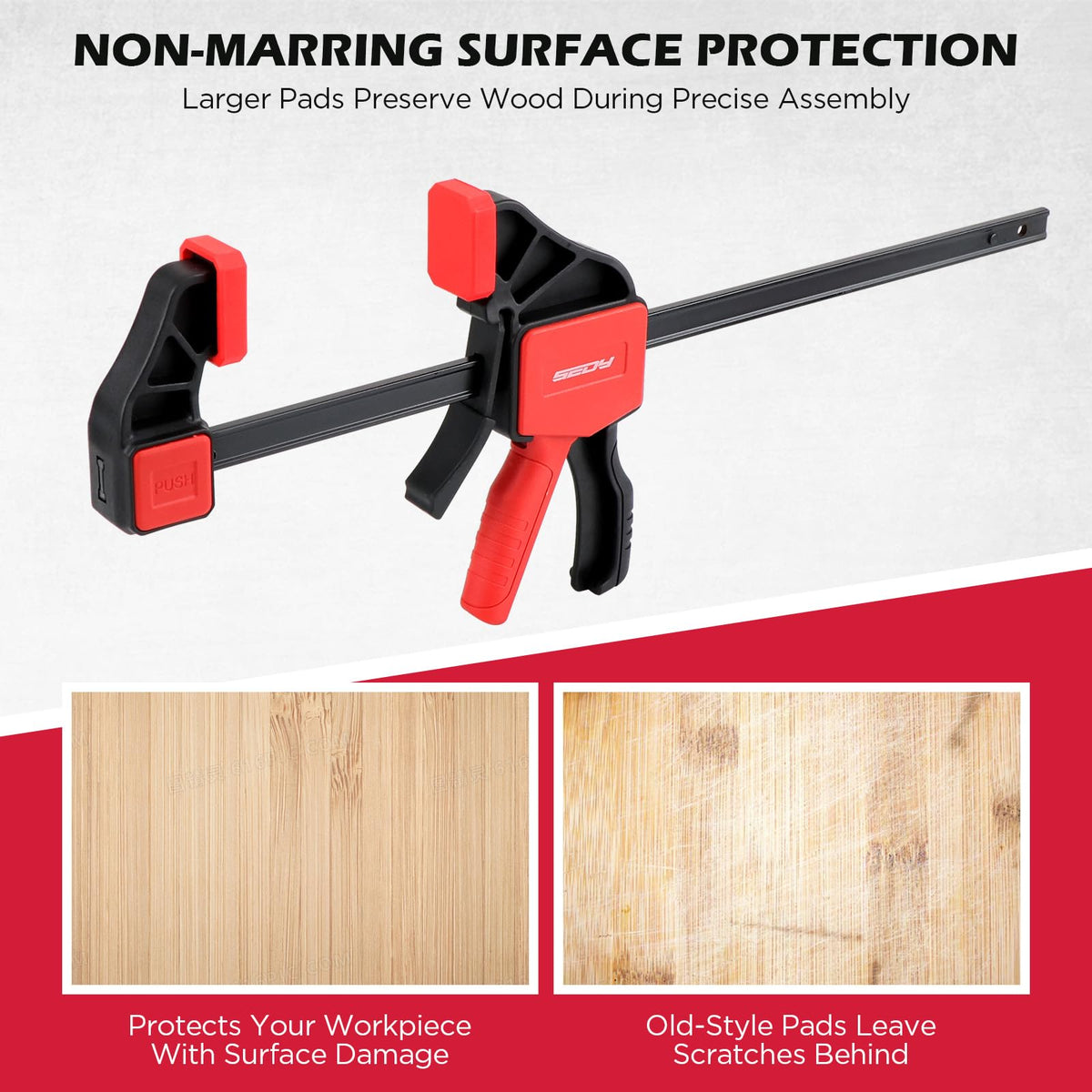 SEDY one-handed operation speeds up clamping and release.