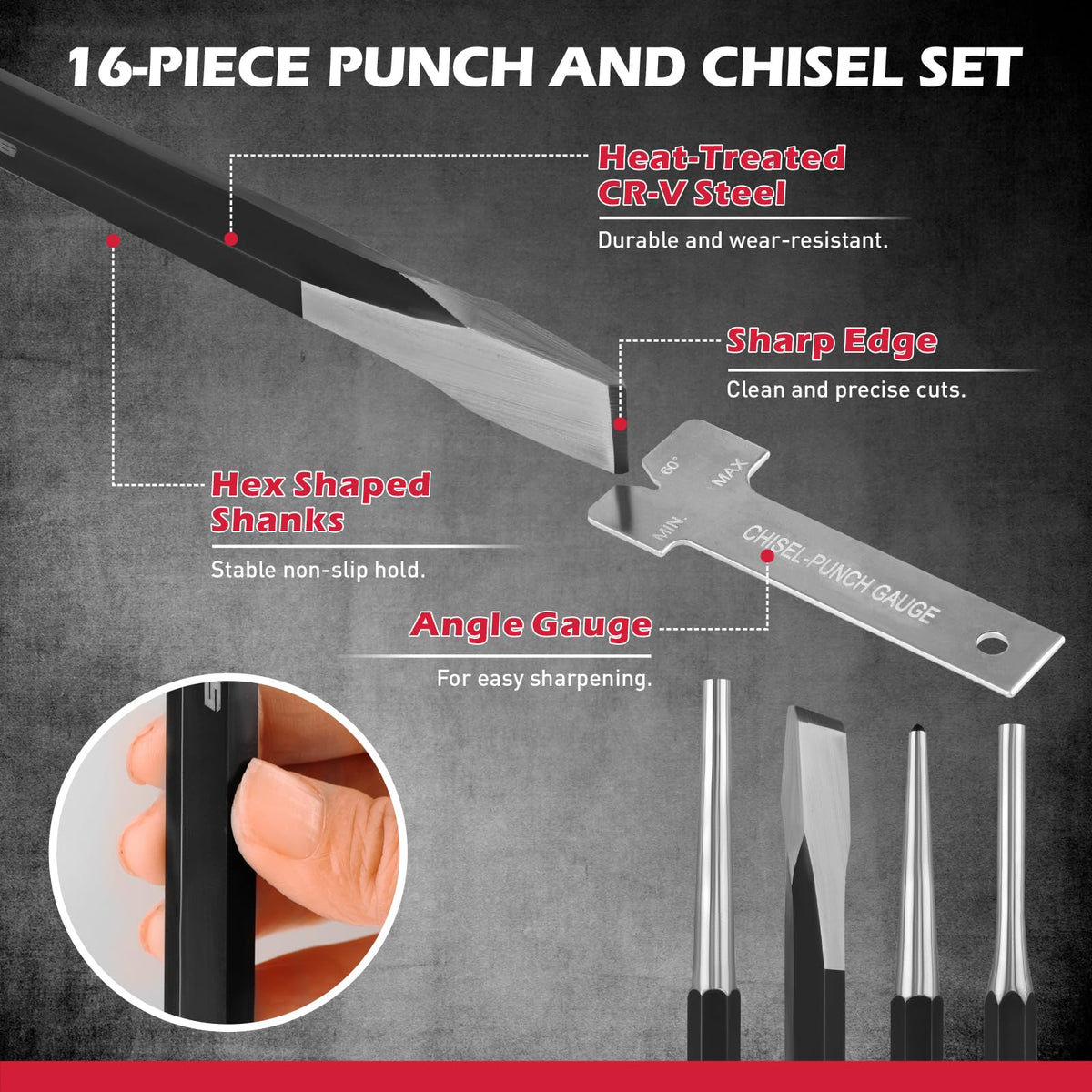 SEDY black oxide finish protects tools from wear and corrosion