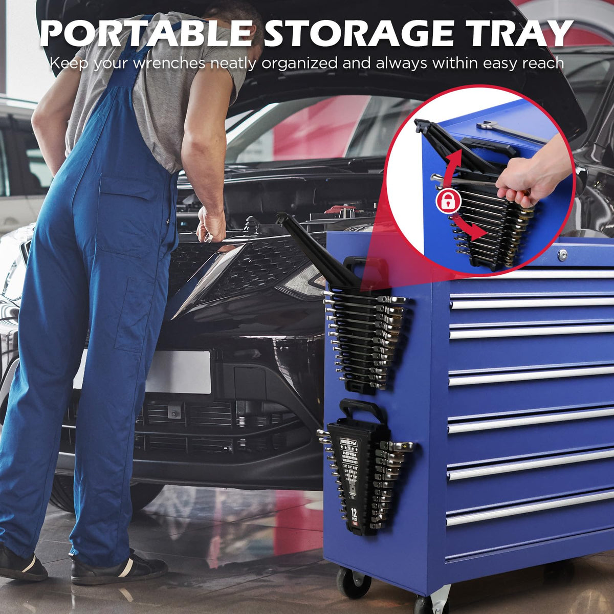 SEDY car chassis work demonstrates compact wrench set in use