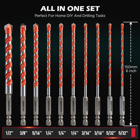 SEDY carbide tipped-concrete drill bits with 6-inch length for durable performance.