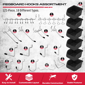 SEDY chrome-plated metal hooks for rust-resistant tool display