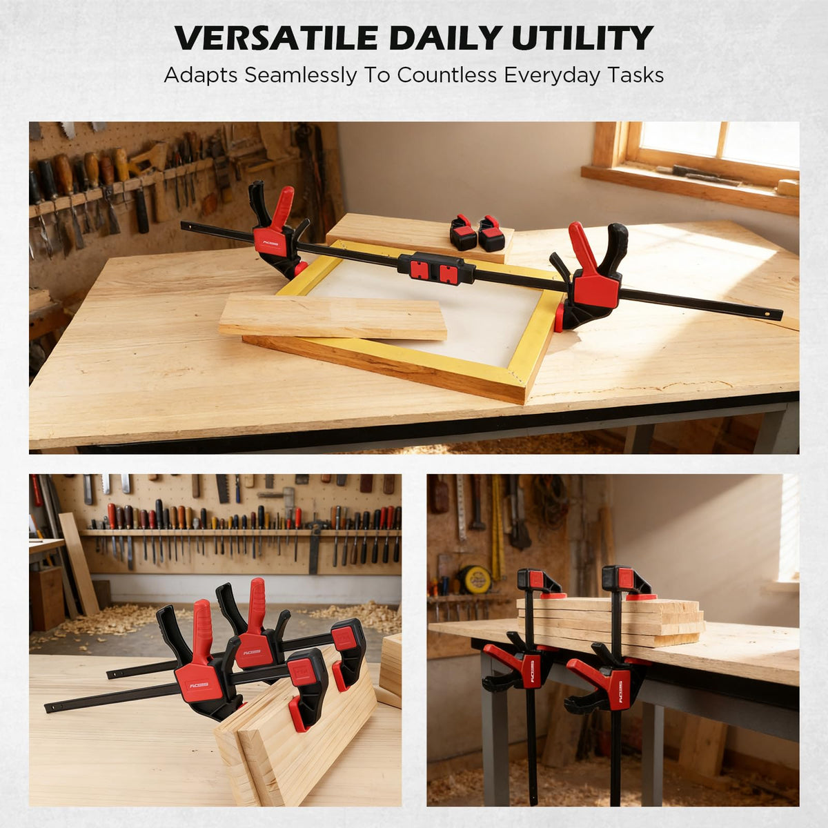 SEDY clamps designed for gluing and cabinet work.