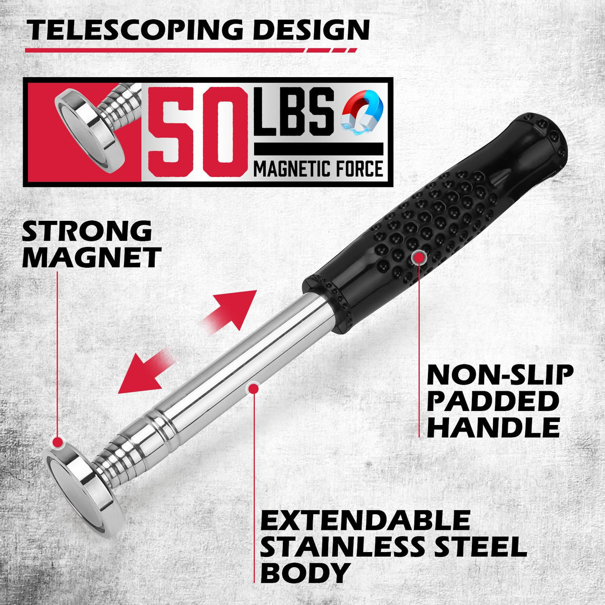 SEDY compact magnetic pickup tool extends from 8.86 to 40.9 inches for tight spaces.