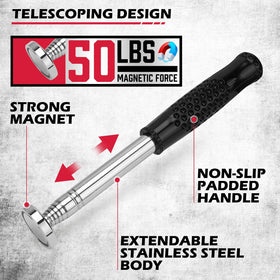 SEDY compact magnetic pickup tool extends from 8.86 to 40.9 inches for tight spaces.