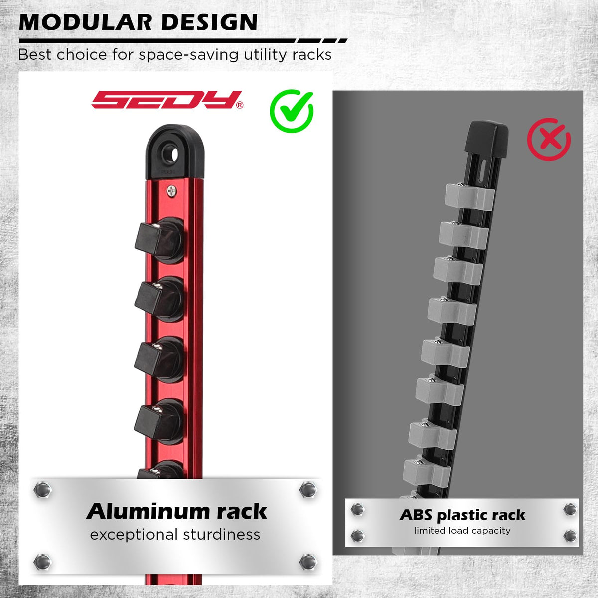 SEDY easy-access clips streamline identification in drawers or on walls.