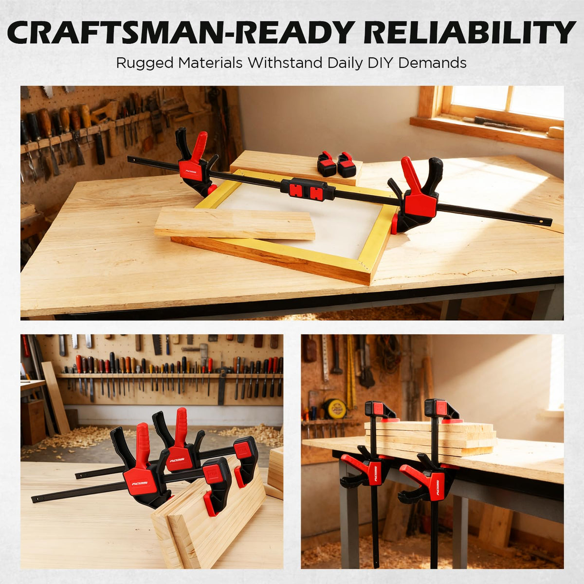 SEDY ergonomic trigger allows smooth tightening and release across all clamps.