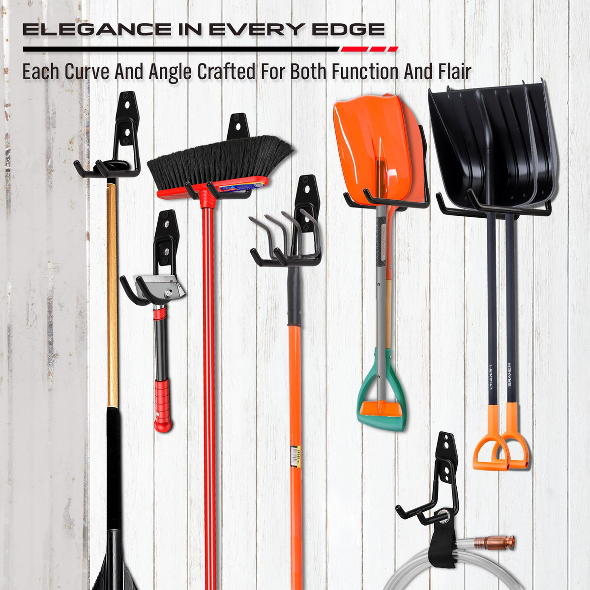 SEDY extension straps included to secure long gear to wall hooks