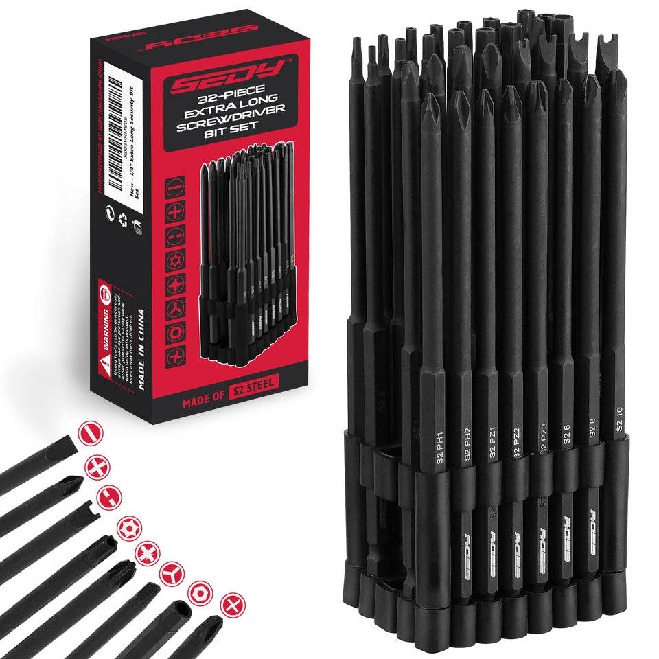 SEDY extra long bit set torx bits in case for tamper-proof screws