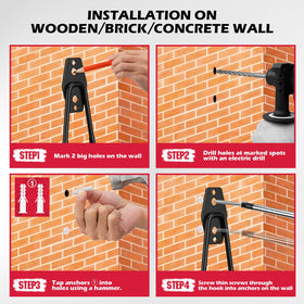 SEDY hooks securely hold ladders, bikes, and ropes for quick retrieval.