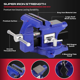 SE DY heavy-duty vise multi-jaw design clamps flat and round materials safely