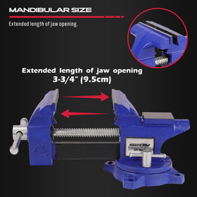 SE DY vise mounted on workbench for easy drill and milling setup