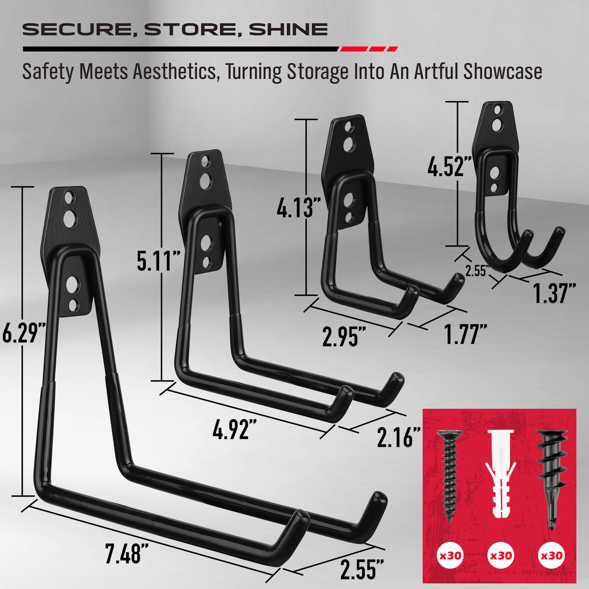 SEDY heavy-duty design supports up to 80 pounds per hook for robust storage